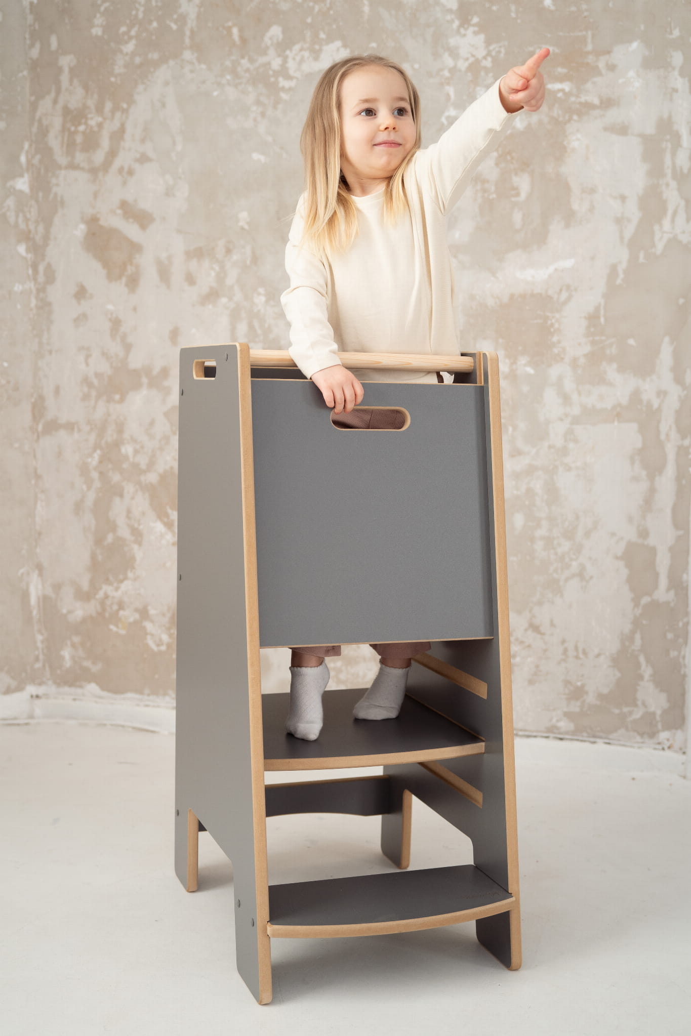 Tour D'observation | Tour D'apprentissage Montessori | Montessori Learning Tower Helper | Montessori Kitchen Helper NOWAY - gris